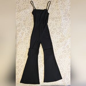 PrettyLittleThing Black Fitted Flared Jumpsuit
